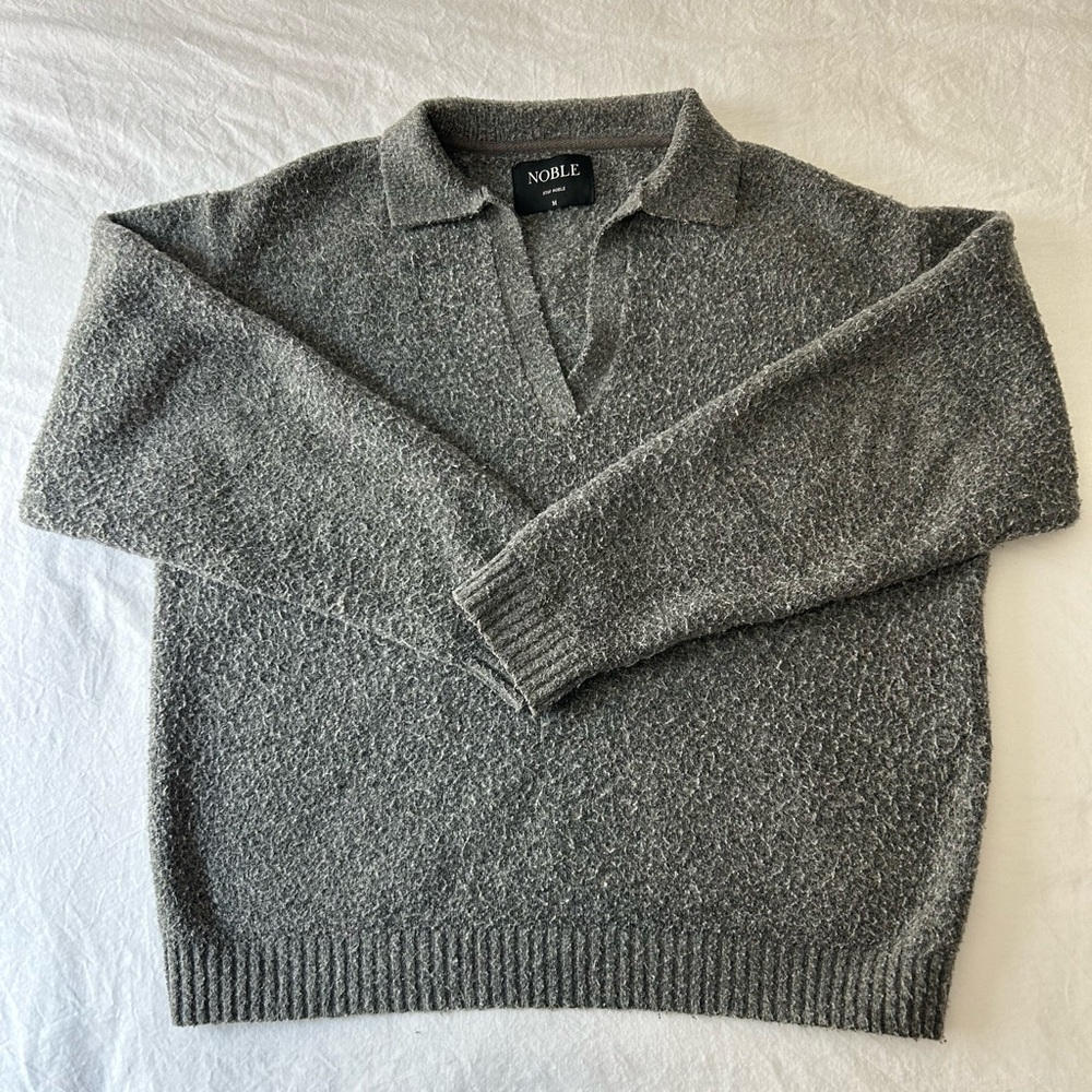Noble Women's V-Neck Gray Sweater